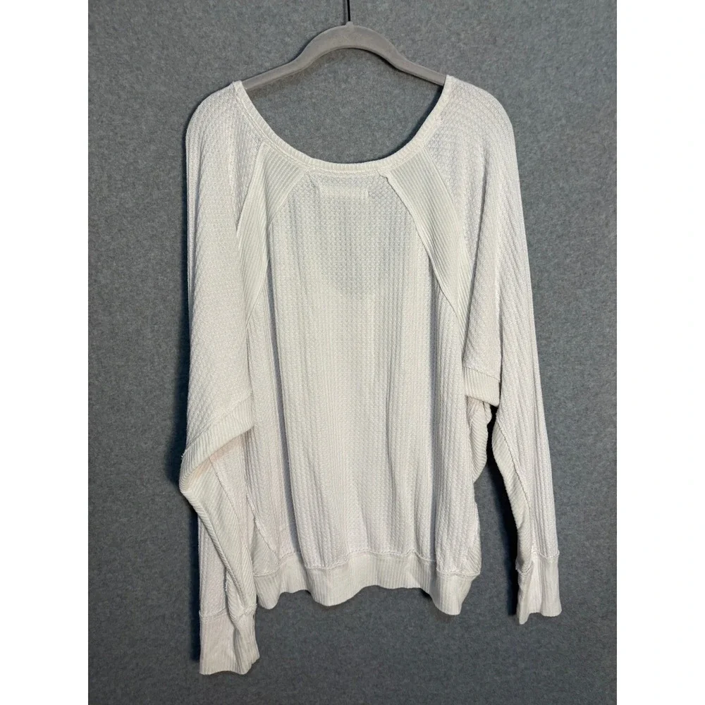 Free People We The Free Ivory‎ Thermal Top Medium Layered Waffle Boho Cozy